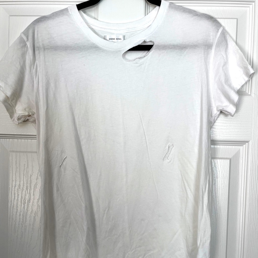 Anine Bing distressed white cotton T-shirt. Size s.